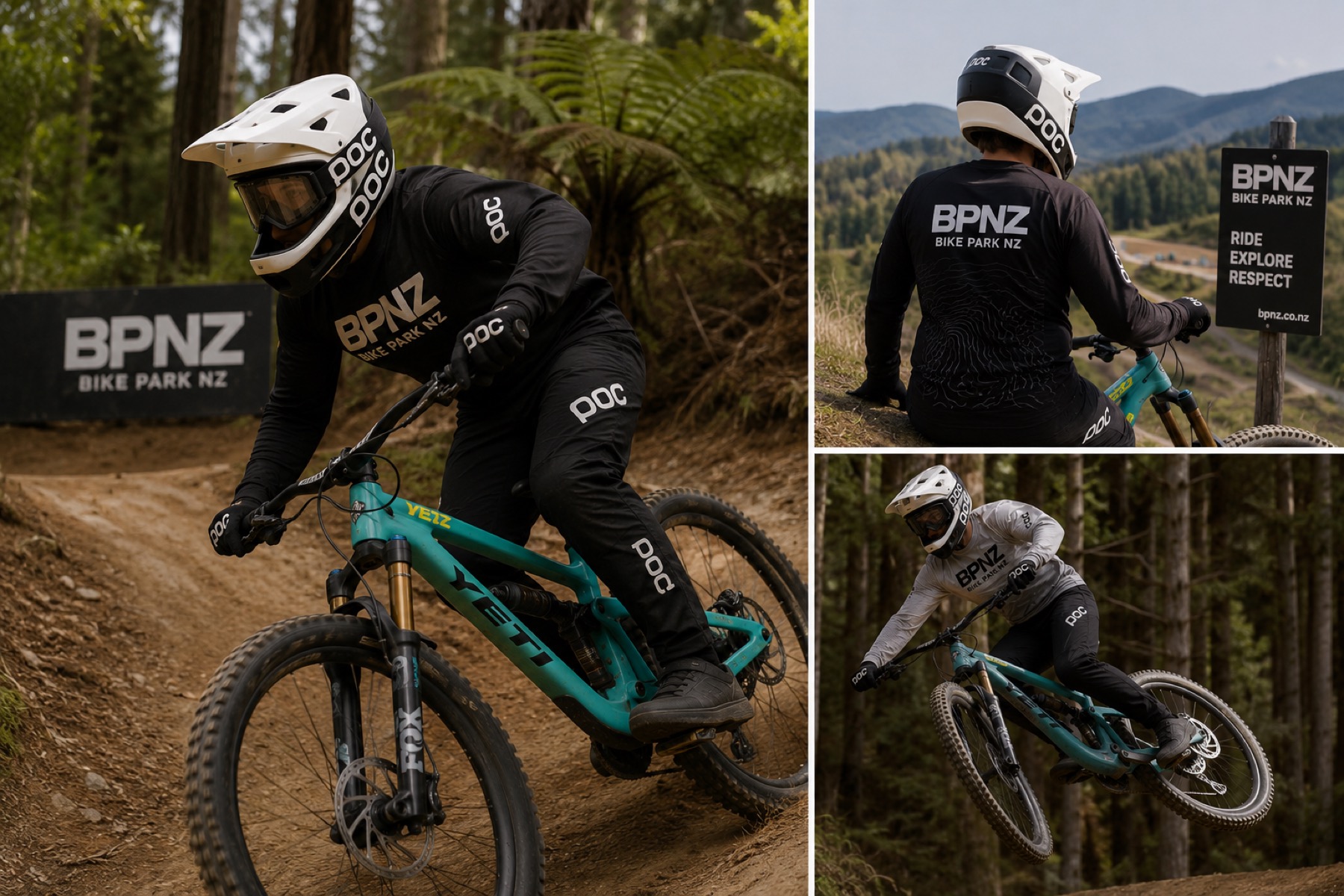 Bike Park NZ rider kit and bike support collage